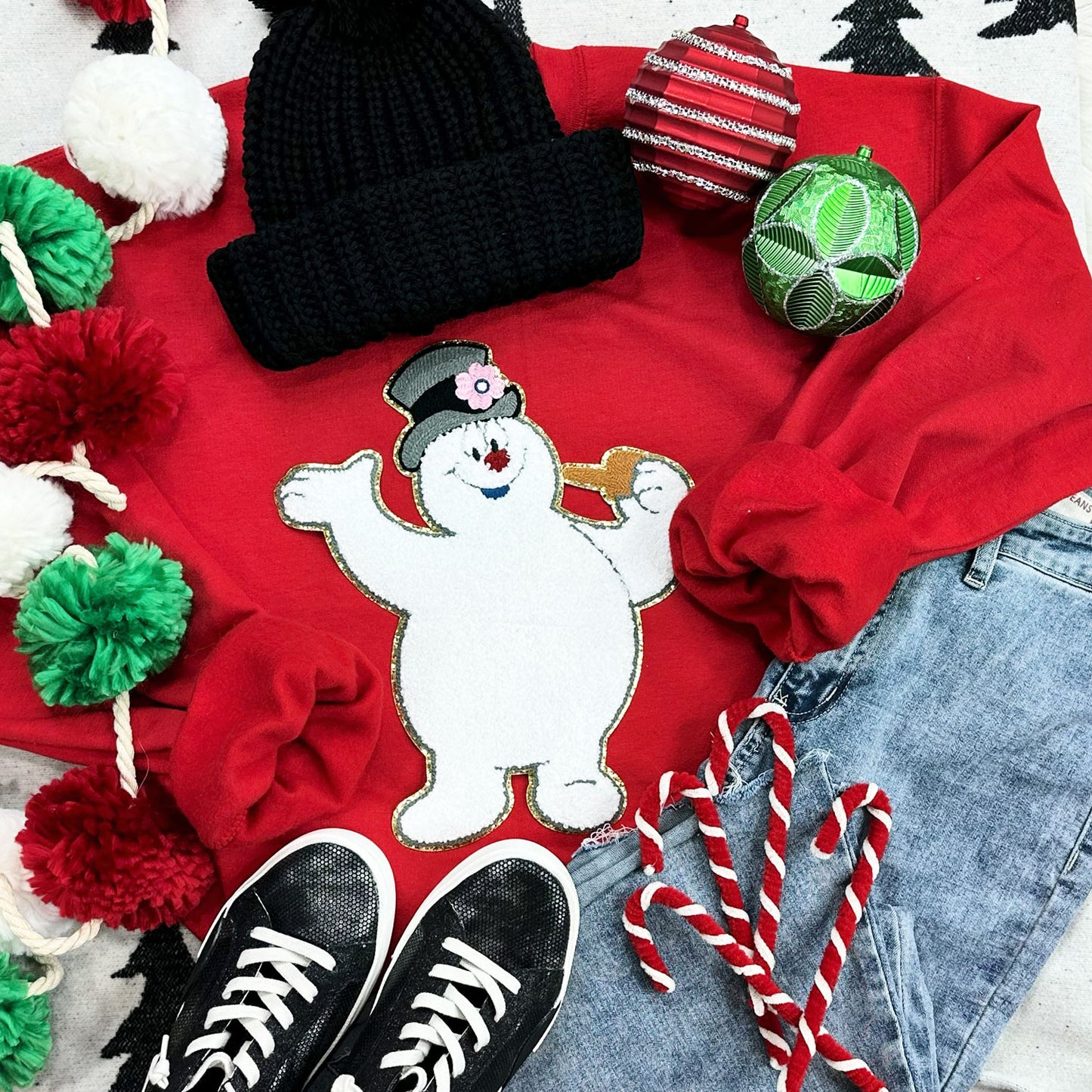 Frosty Chenille Patch Crewneck Sweatshirt