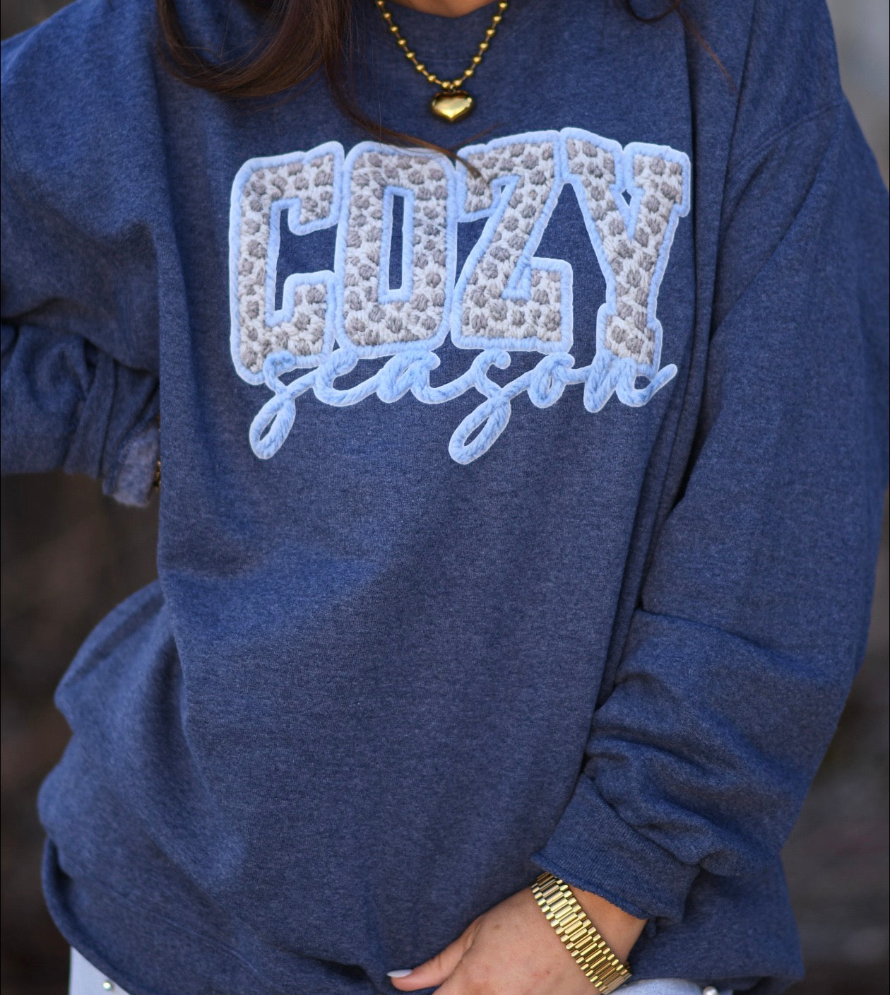 Cozy Season Faux Yarn Leopard Sweatshirt