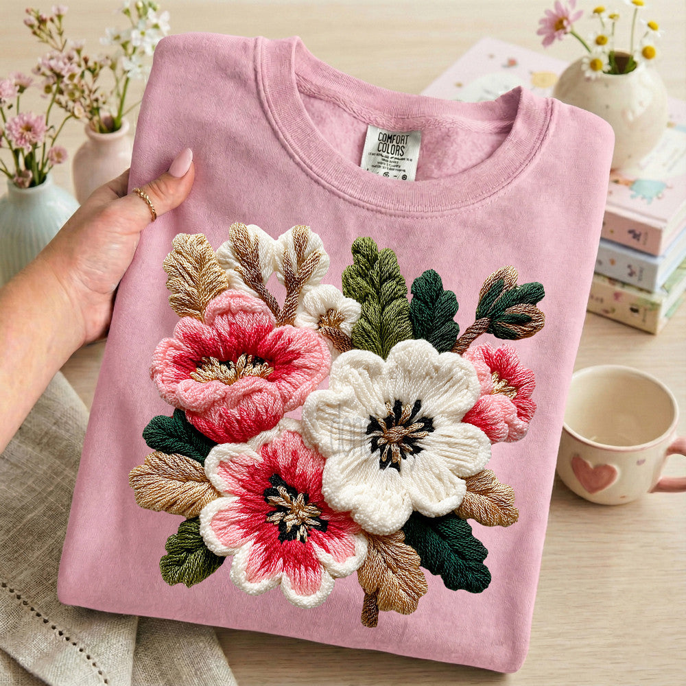 Faux Yarn Spring Flowers Tee
