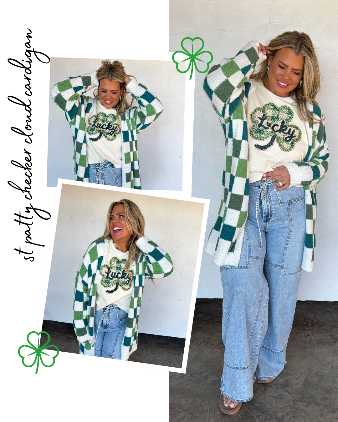 PREORDER- ST PATTY CHECKER CLOUD CARDIGAN