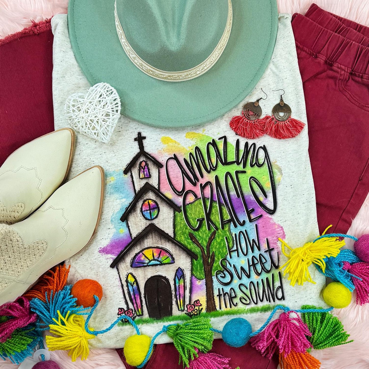 Amazing Grace How Sweet The Sound Oatmeal Tee