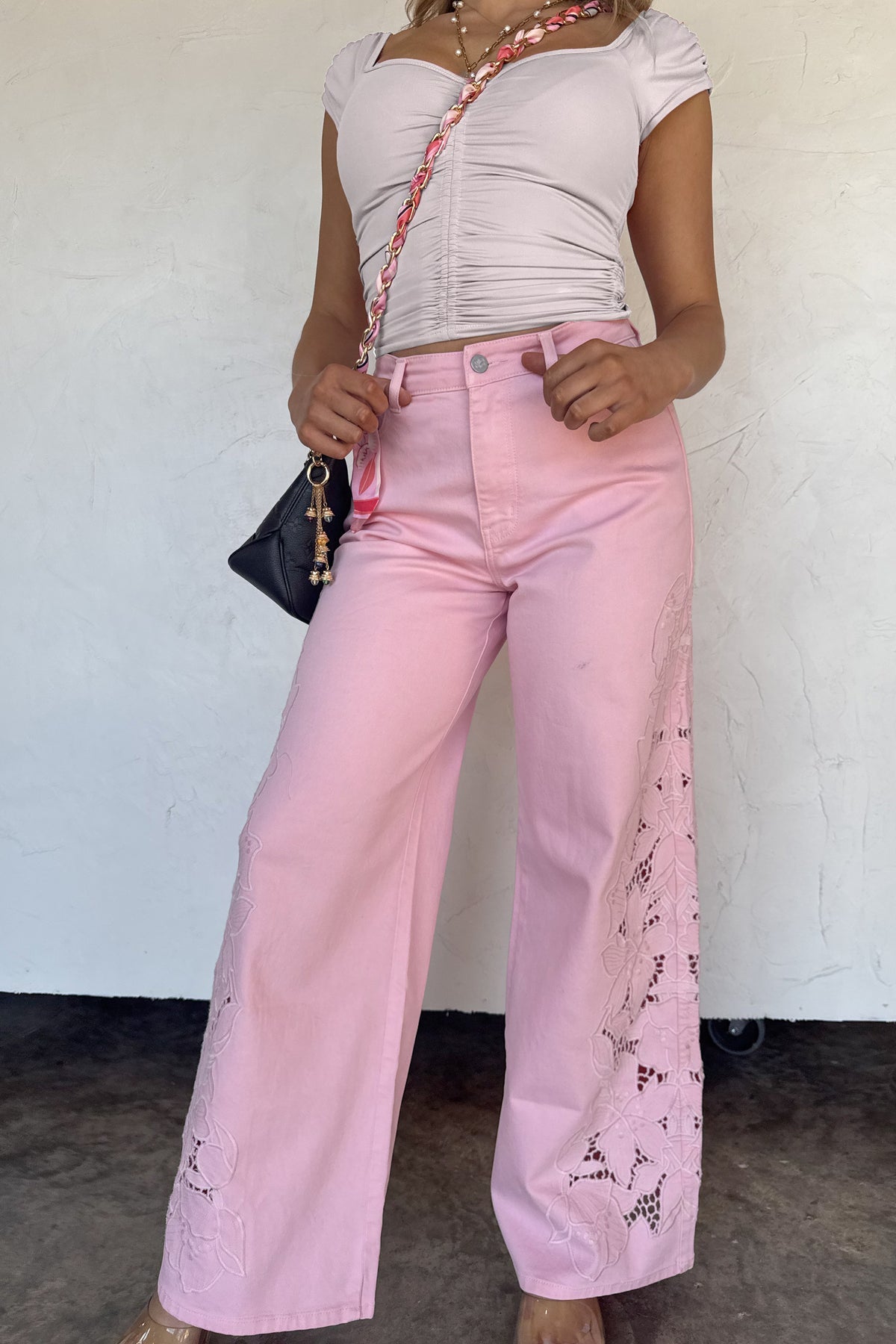 PREORDER- SUMMER FLORAL CHARM WIDE LEG JEAN