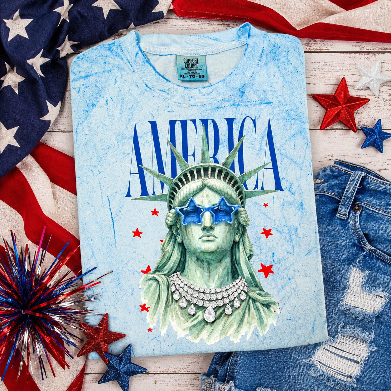 Retro America Statue Of Liberty Tee