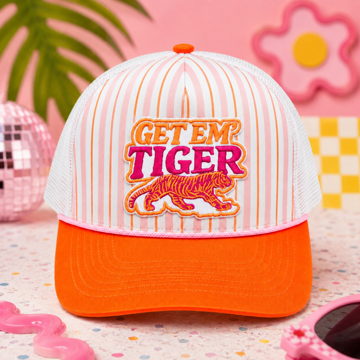 Get Em’ Tiger Embroidered Patch Trucker Hat