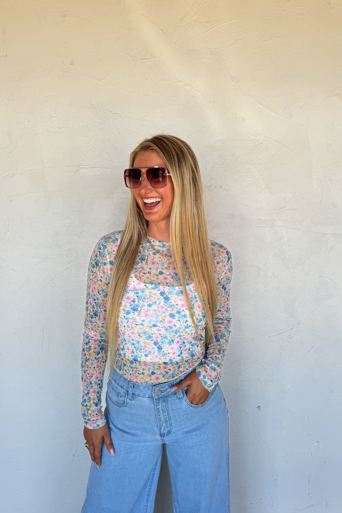 Dress It Up Mesh Top | Sheer Long Sleeve Layering Top