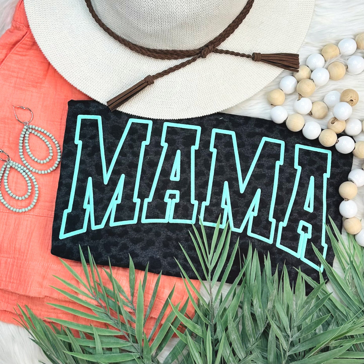Mama Neon Puff Black Leopard Shirt