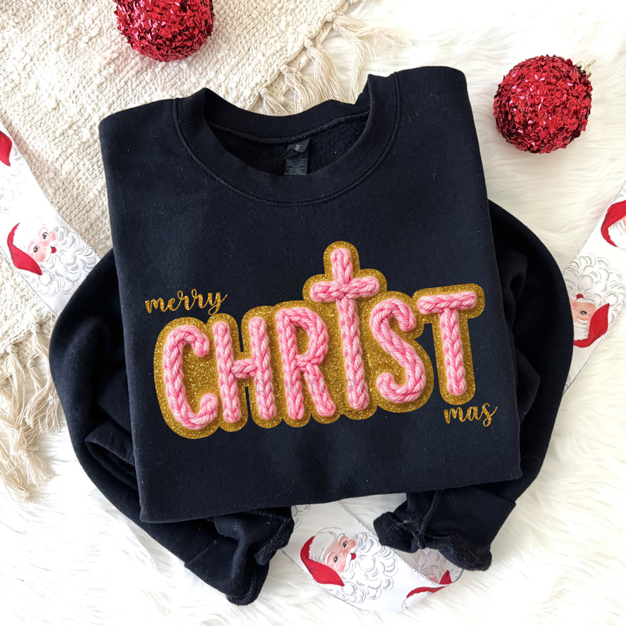 Faux Yarn Merry CHRISTmas Sweatshirt