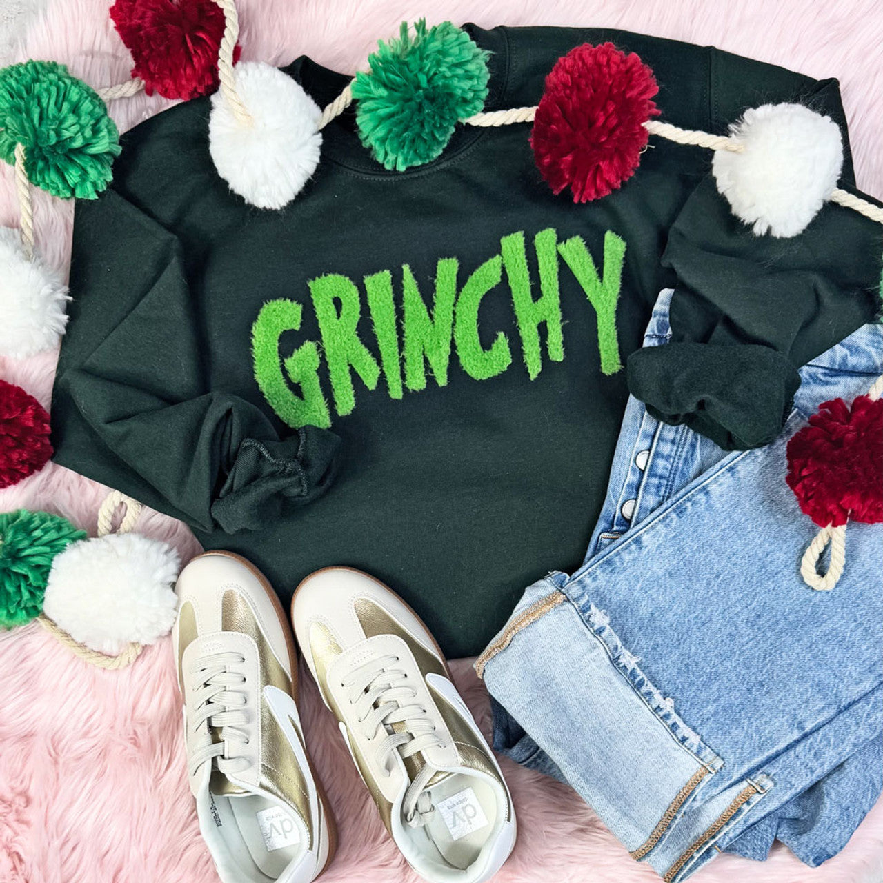 Grinchy Green Fluffy Sweatshirt