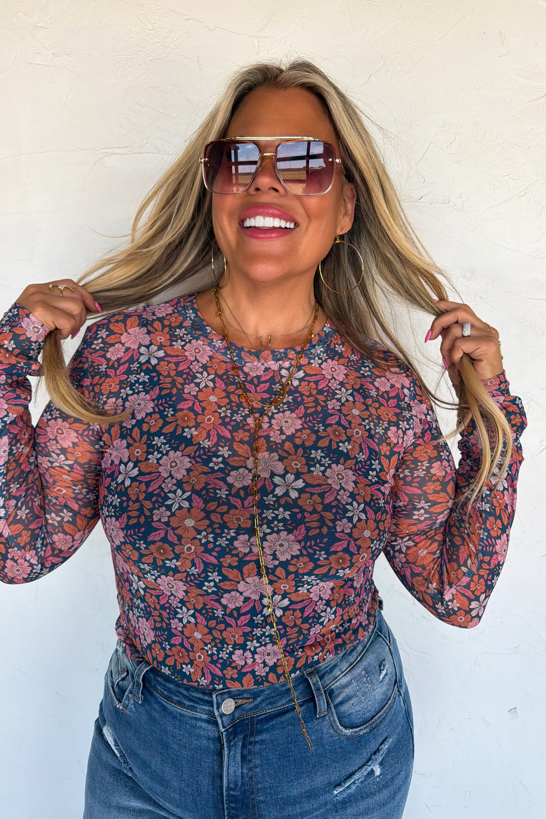 PREORDER- FALL FLOWER DRESS IT UP MESH TOPS