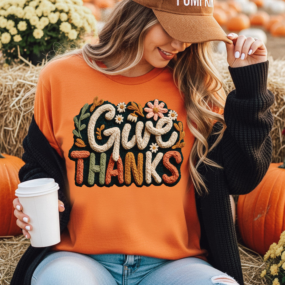 Faux Yarn Give Thanks Fall Tee