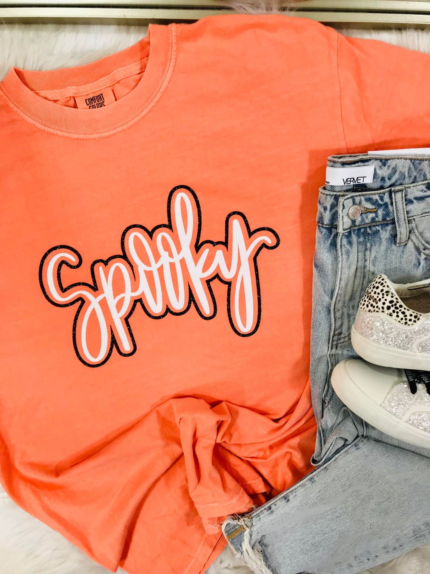 SPOOKY CURSIVE GLITTER PUFF COMBO TEE