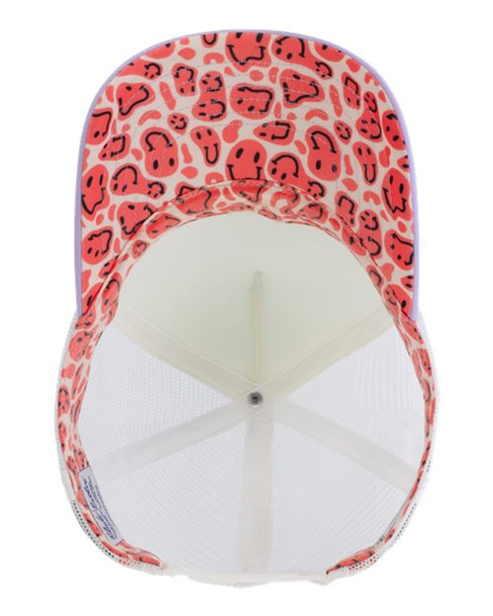 Ivory Lavender Smiley Foam Trucker Hat