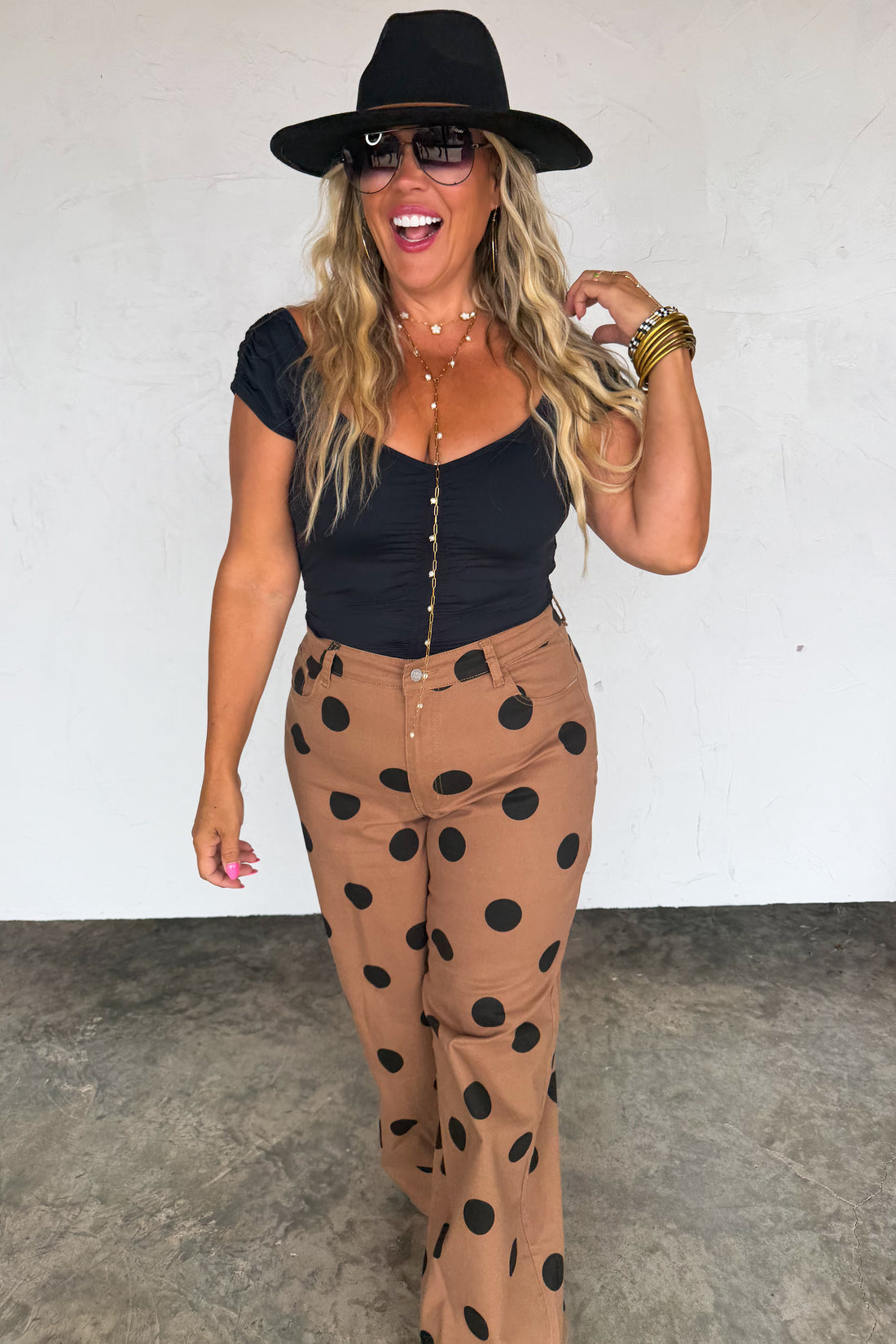 PREORDER- MOCHA DOT DENIM JEANS