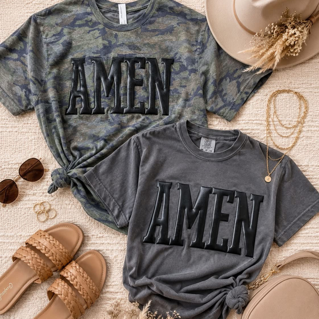 Amen Black Metallic Puff Tee