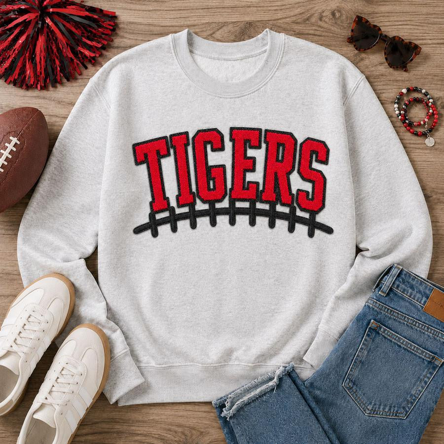 Tigers Red Football Laces Sweatshirt