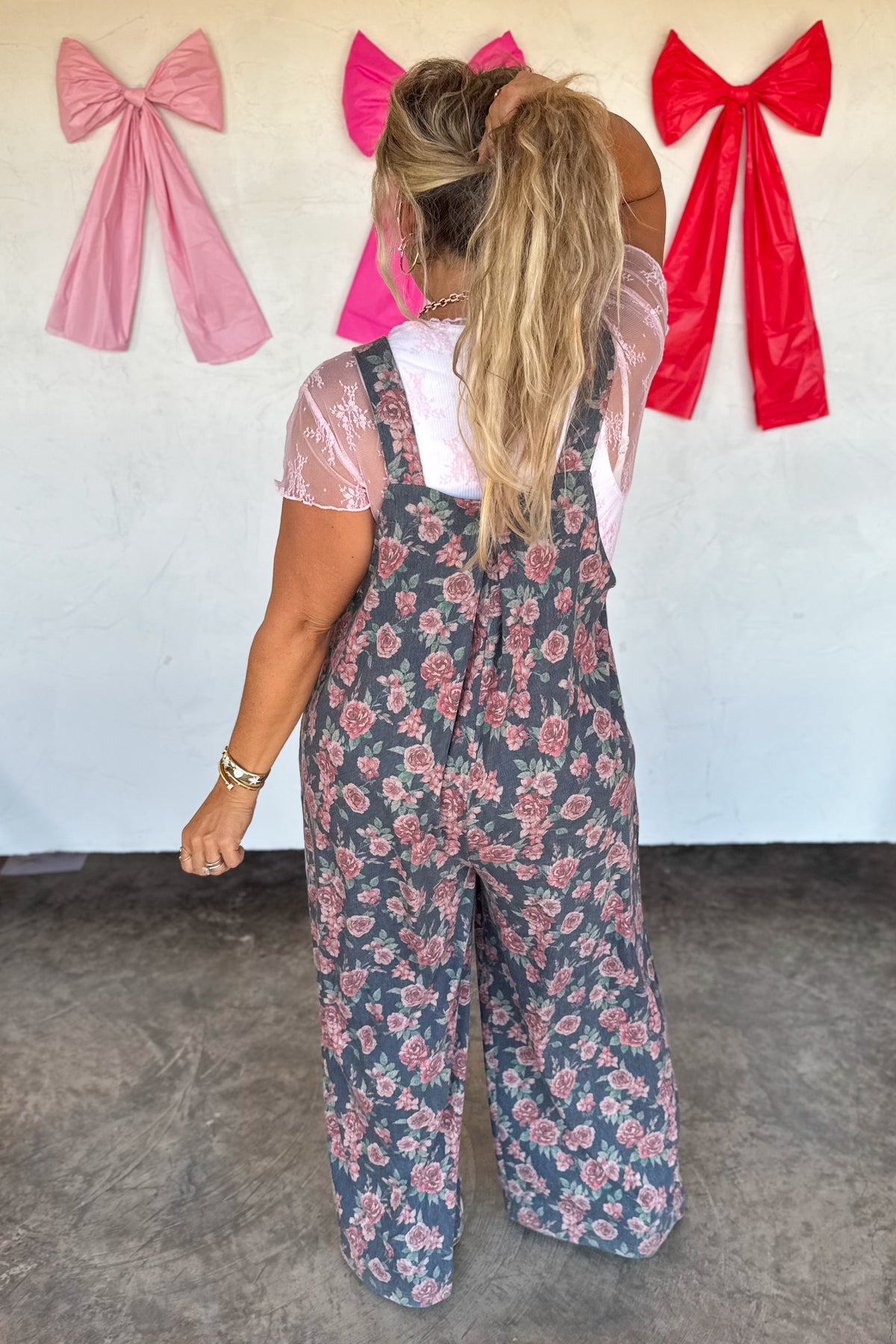 CASSIDY FLORAL DENIM OVERALLS