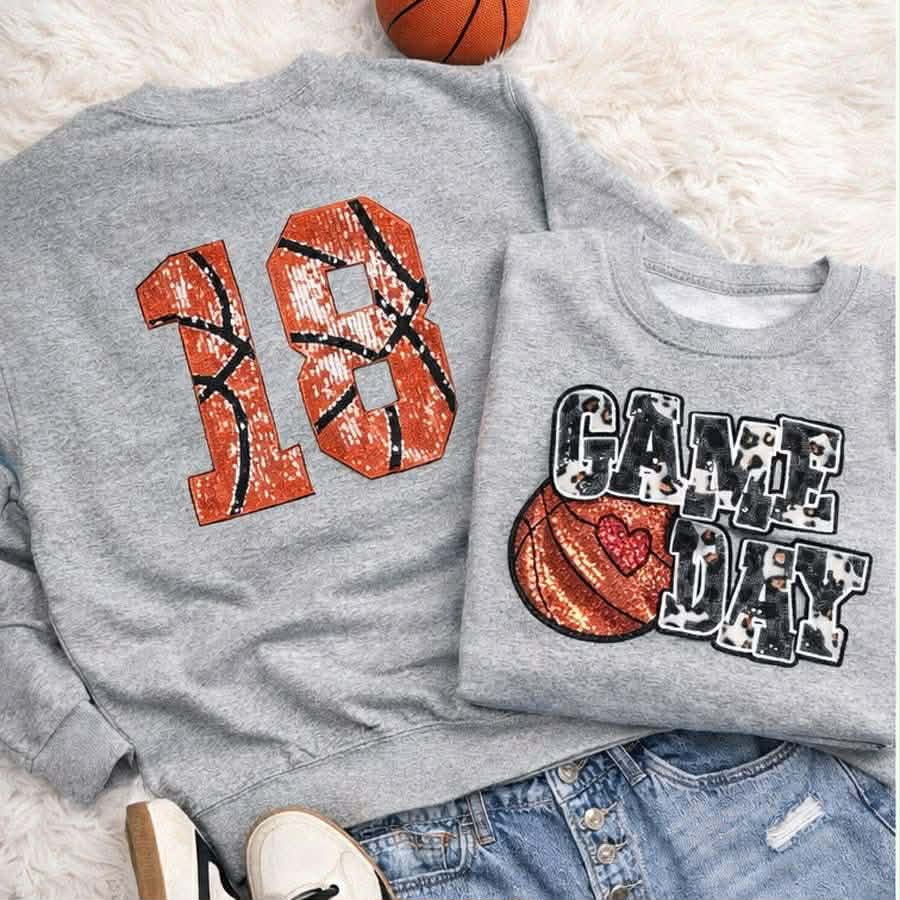 Basketball Leopard Game Day With Basketball Numbers Sweatshirt
