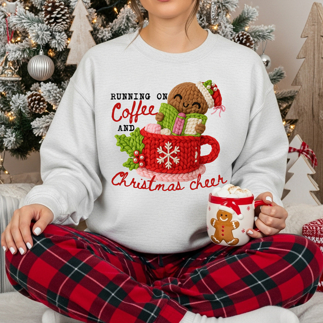 Faux Yarn Running on Coffee & Christmas Cheer Sweatshirt