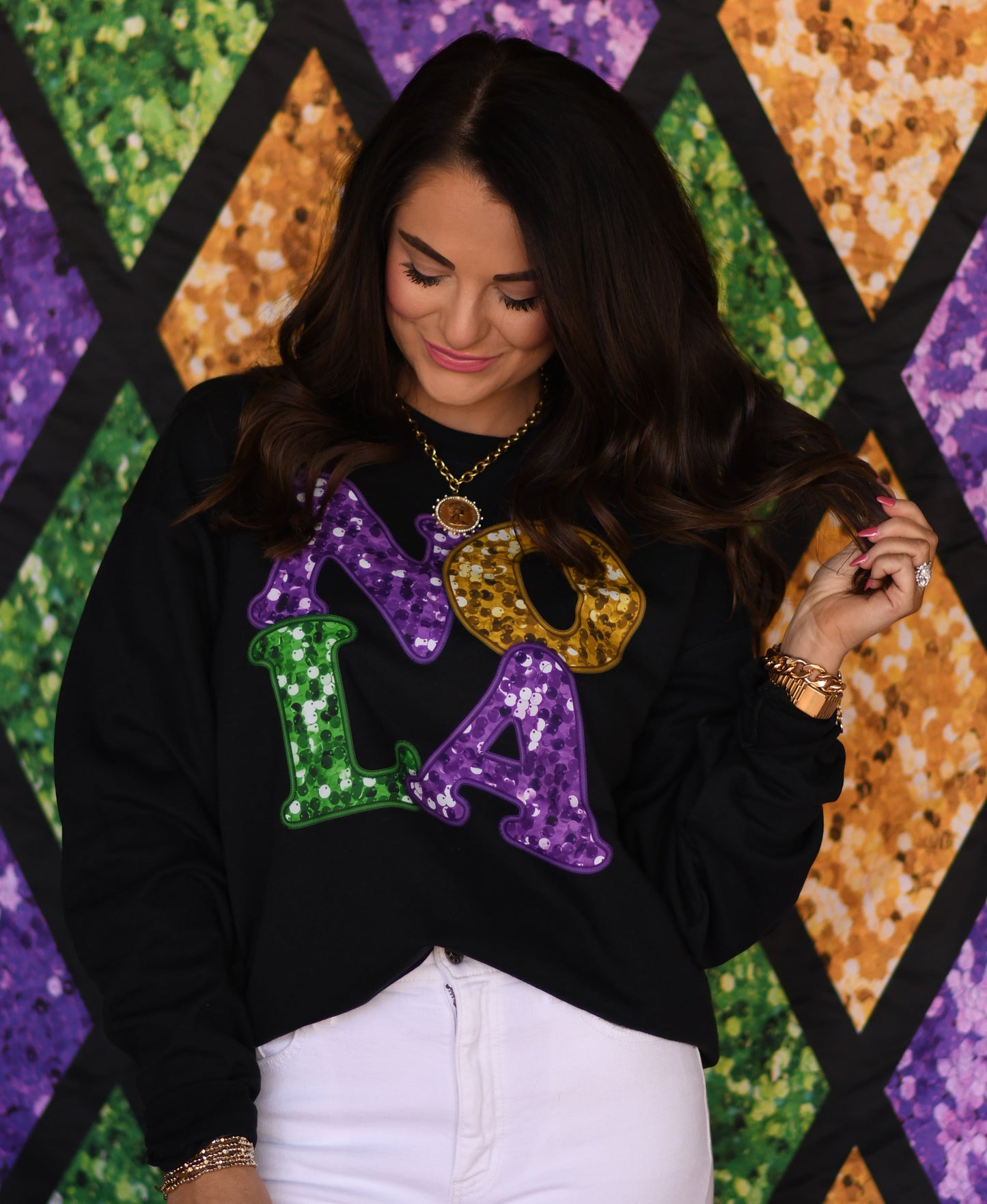 NOLA Faux Sequins Sweatshirt