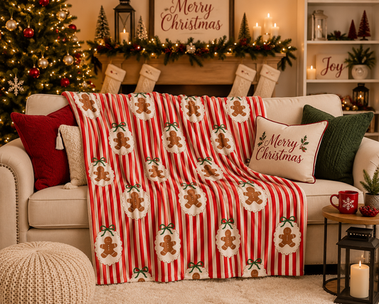 Striped Gingerbread Blanket *READY TO SHIP*