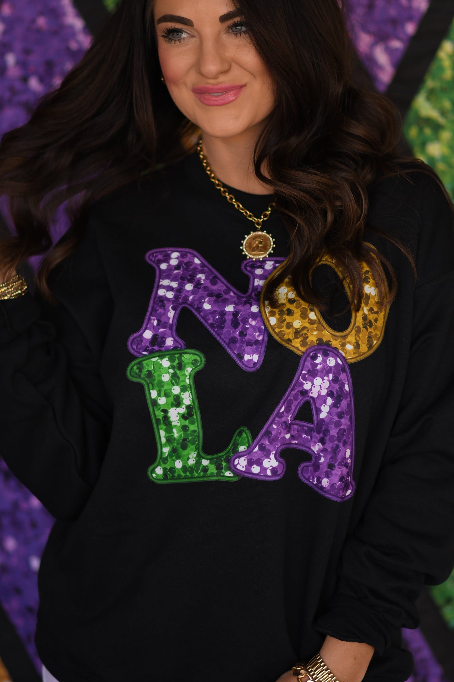 NOLA Faux Sequins Sweatshirt