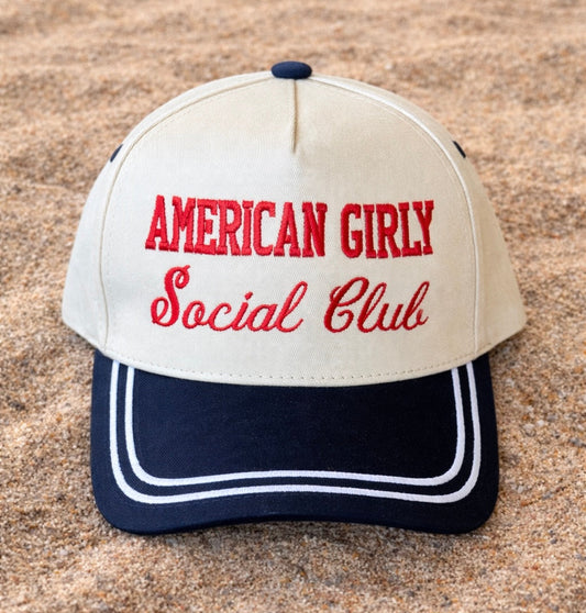American Girly Social Club Navy Stripe Hat