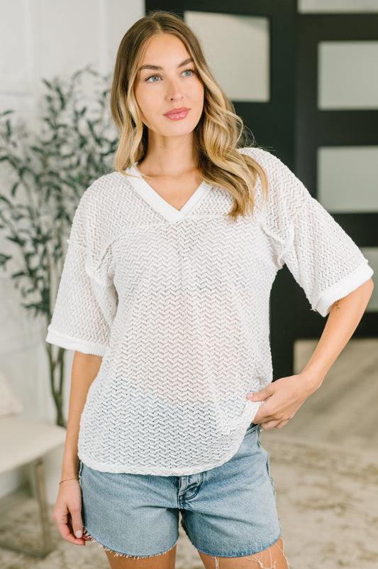 Beginning to Care Textured Oversized Top
