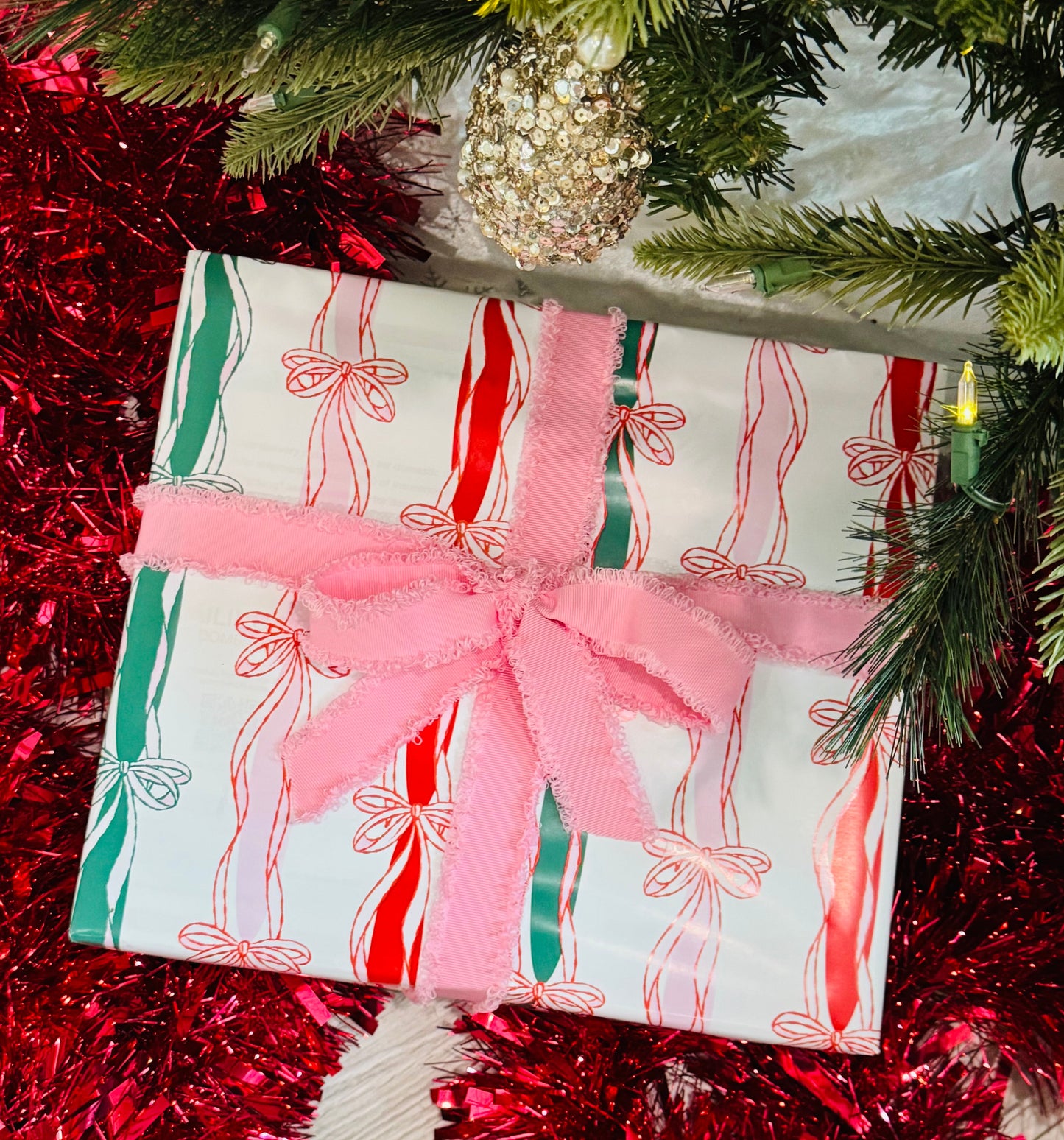 Pink Bows Wrapping Paper Roll