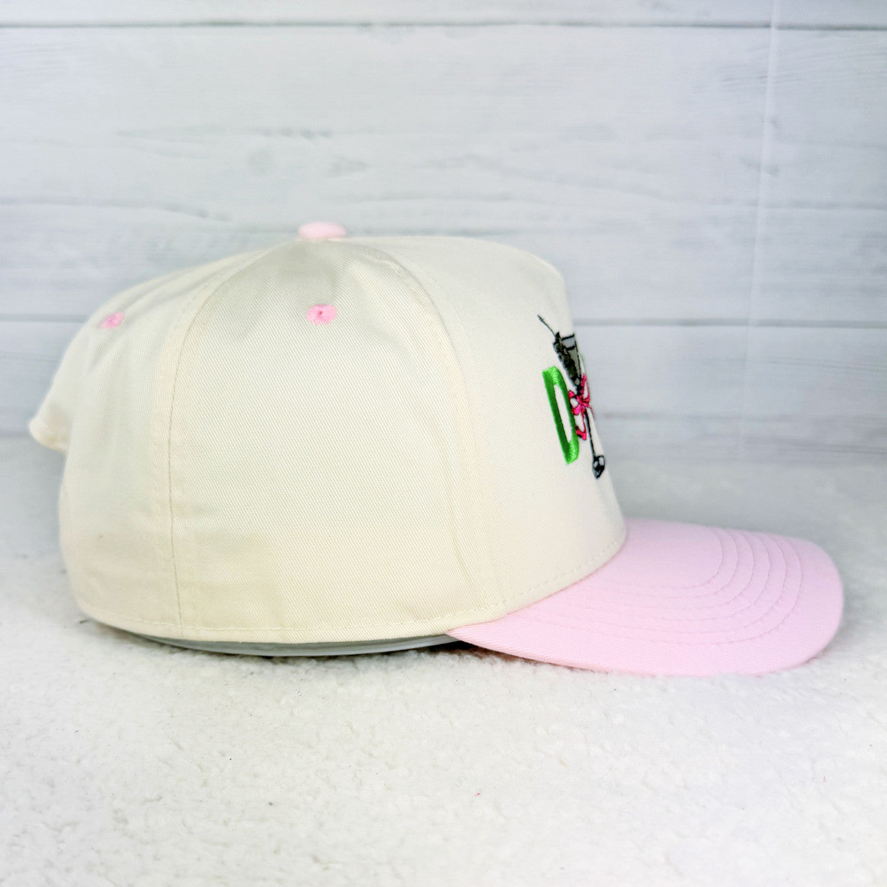 Dirty Girl Embroidered Tan and Light Pink Trucker Hat