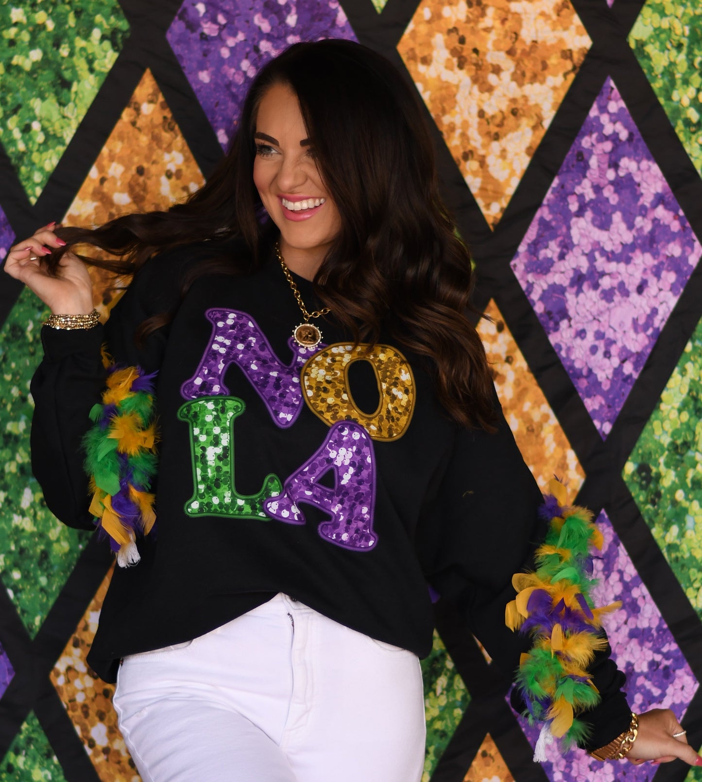 NOLA Faux Sequins Sweatshirt