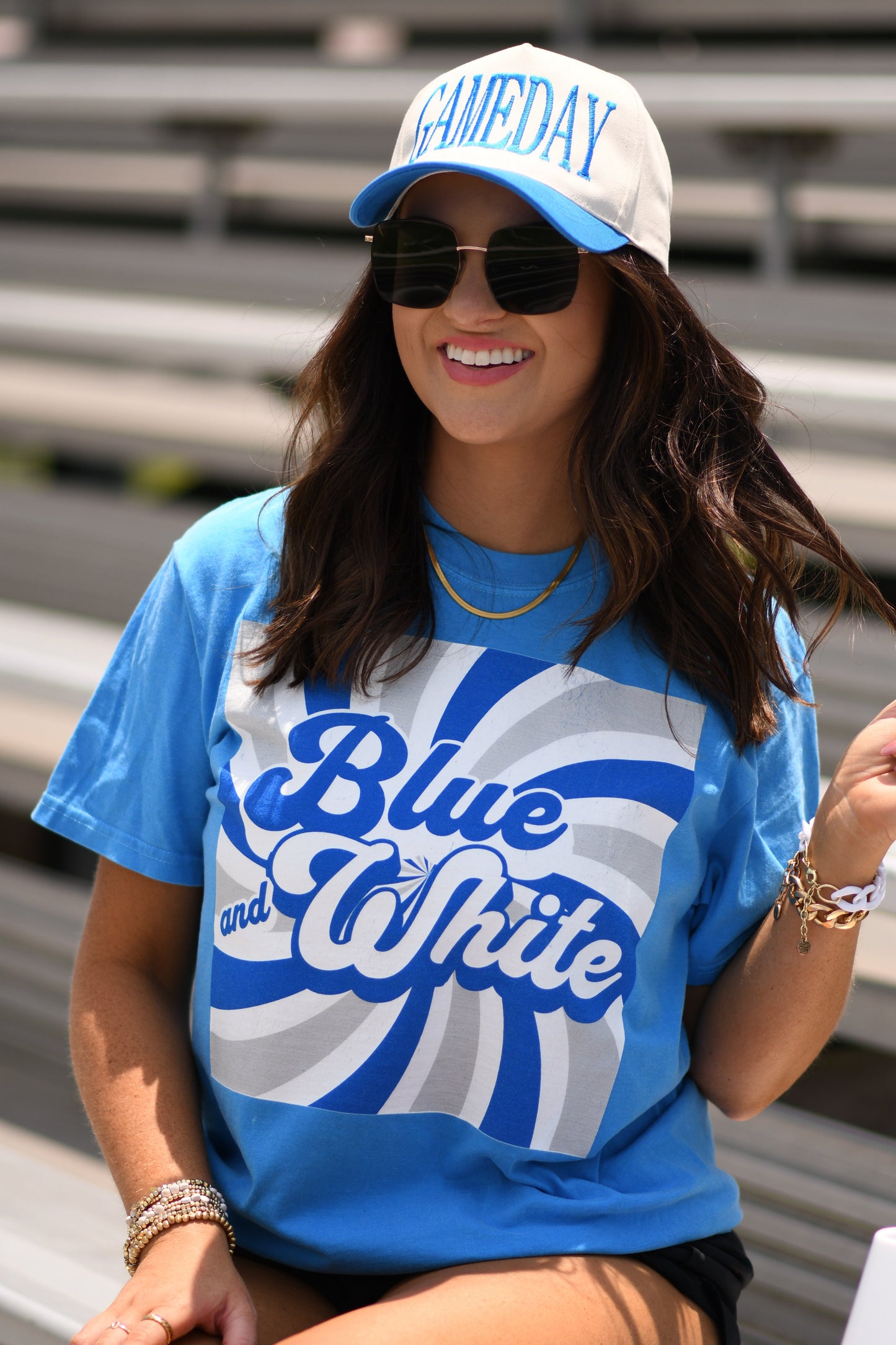 Blue and White Retro Tee