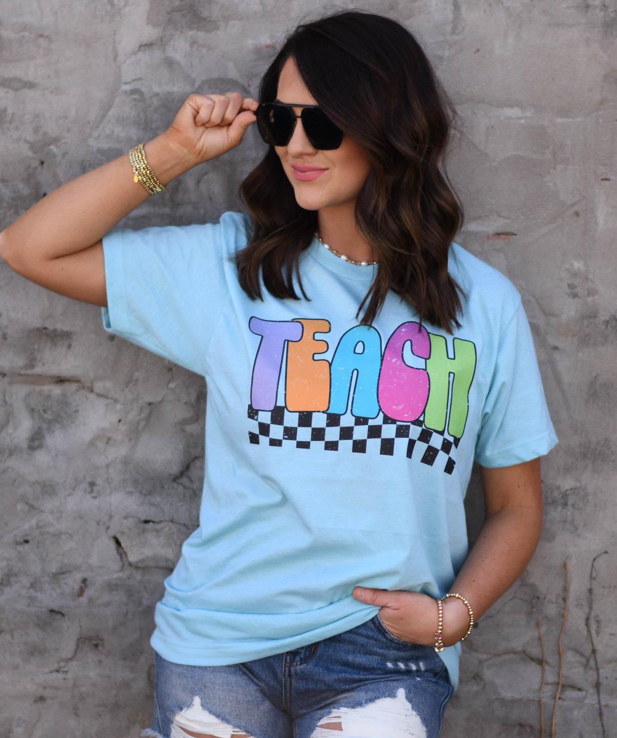 Teach Checkered Tee