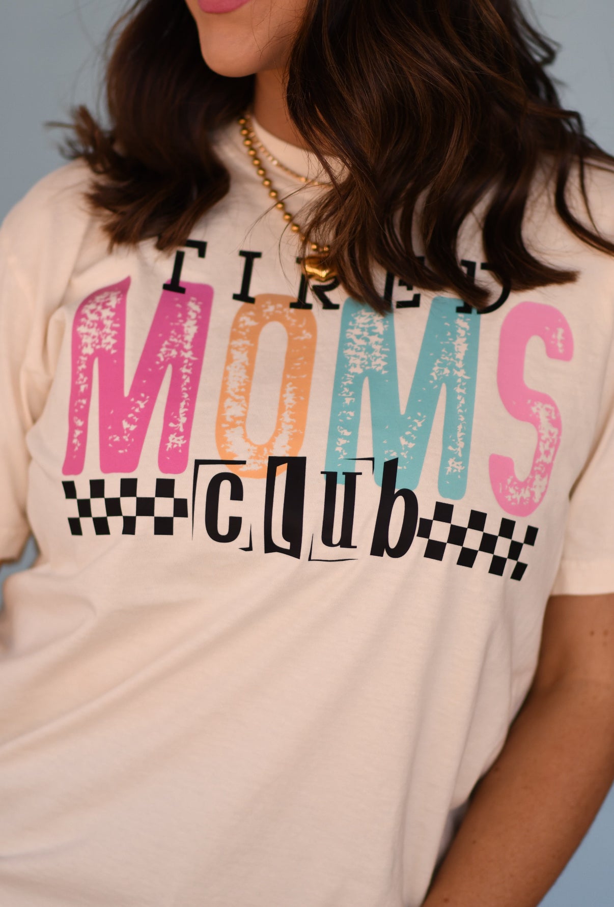 Tired Moms Club Checkered Tee