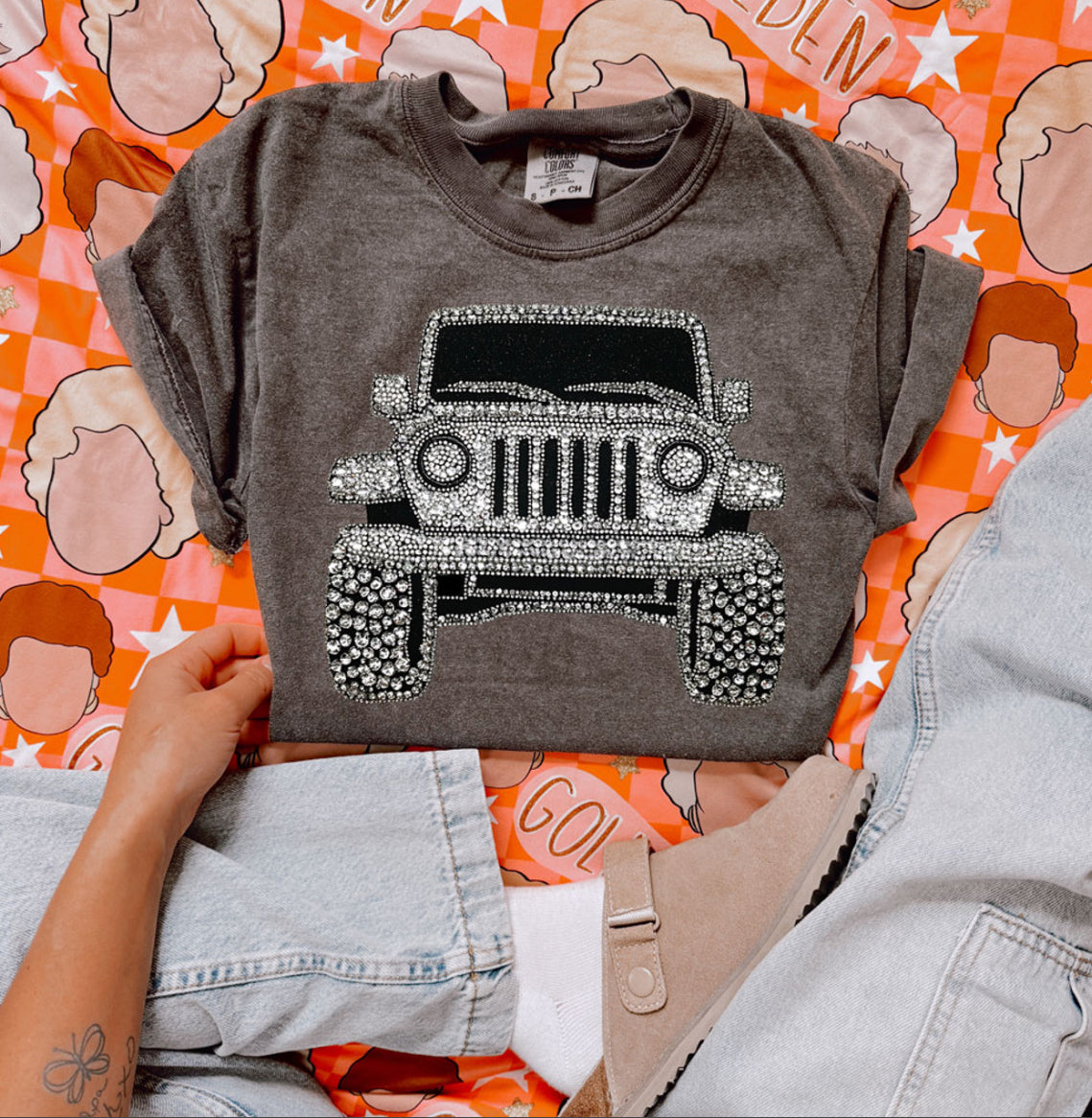 Faux Rhinestone Jeep Tee