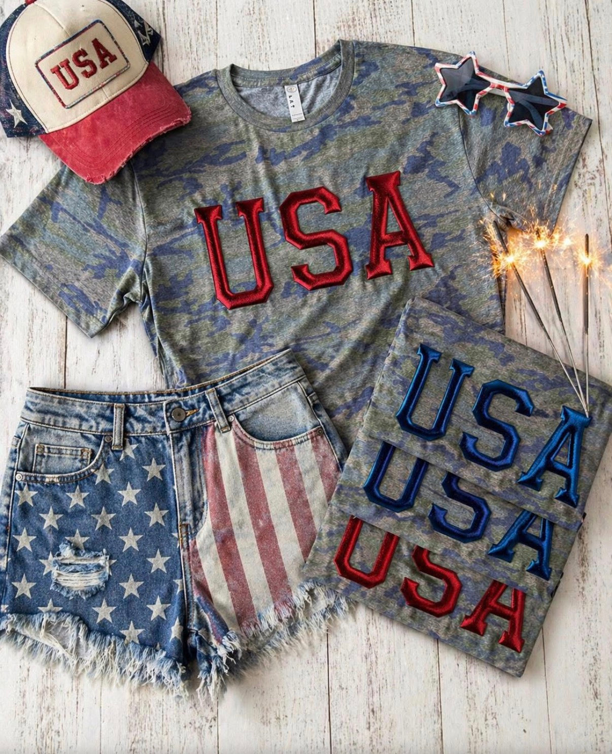 USA Metallic Puff Tee