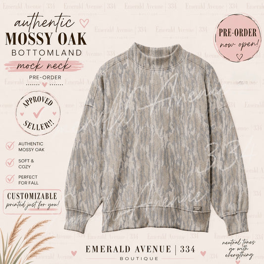 PREORDER | Authentic Mossy Oak Bottomland Mock Neck Sweatshirt