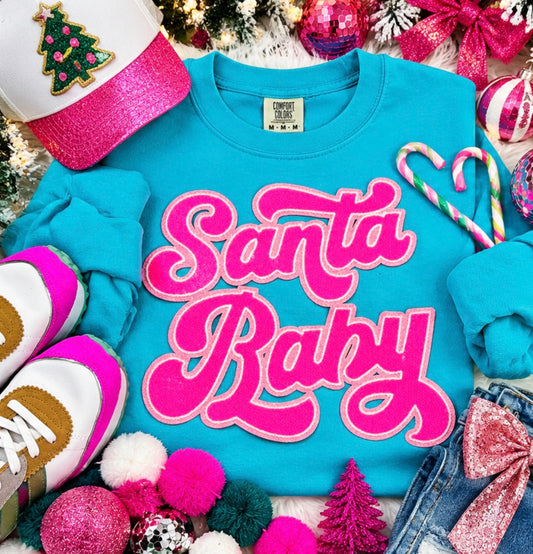 Santa Baby Sequin Patch Trendy Crewneck