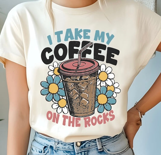 Retro I Take My Coffee On The Rocks Tee