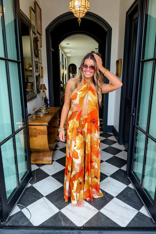 PREORDER- GOLDEN HOUR HALTER SET