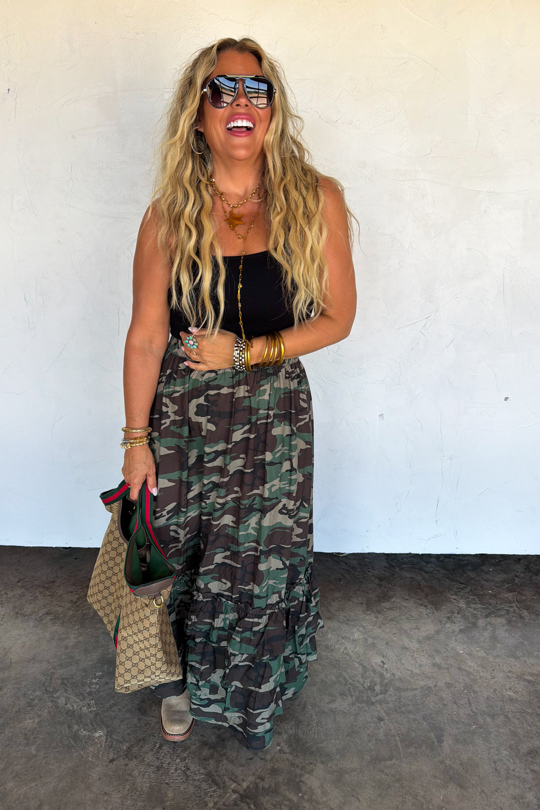 PREORDER- HIDDEN GEM CAMO MAXI SKIRT