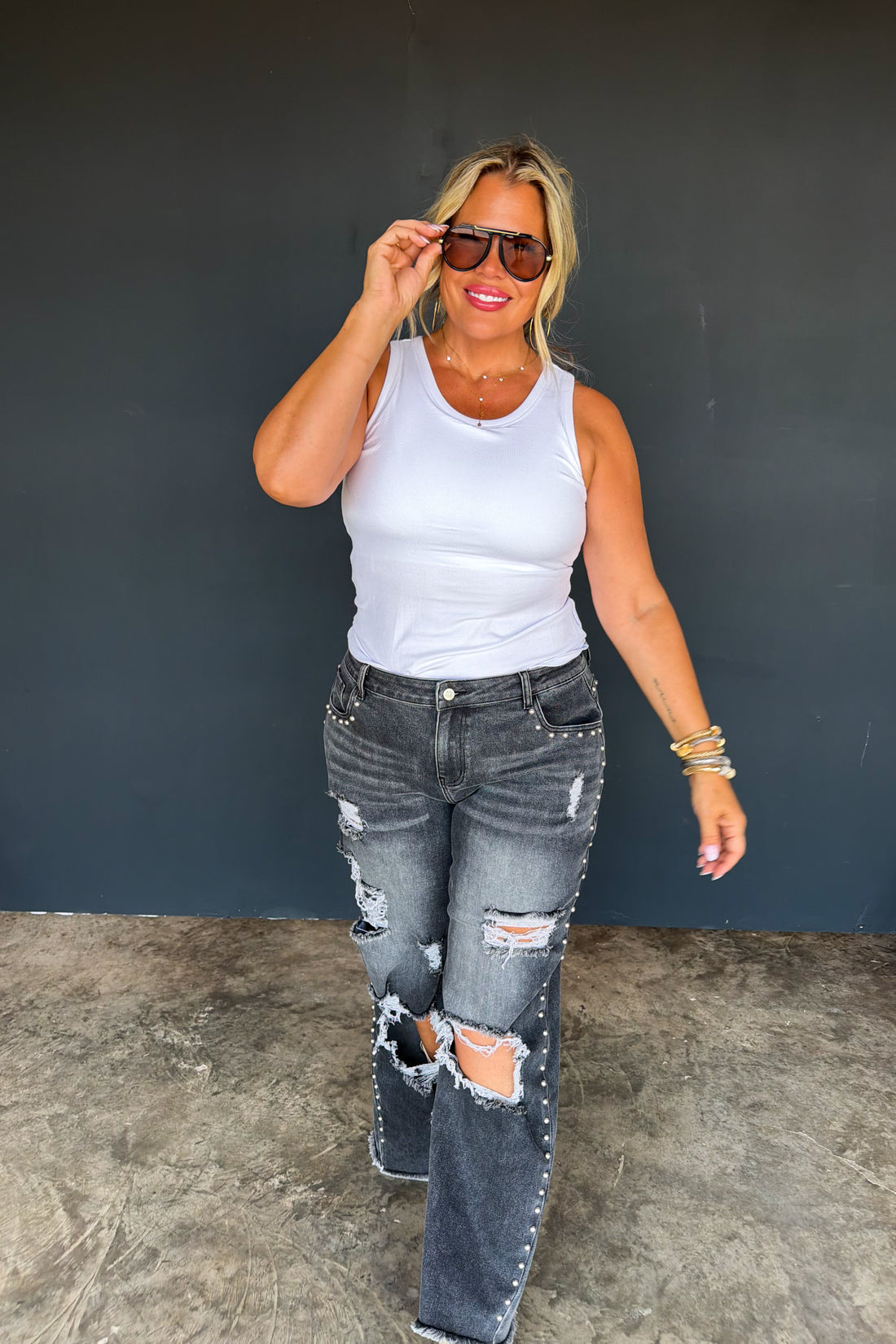 PREORDER- OFF THE GRID STUDDED JEANS