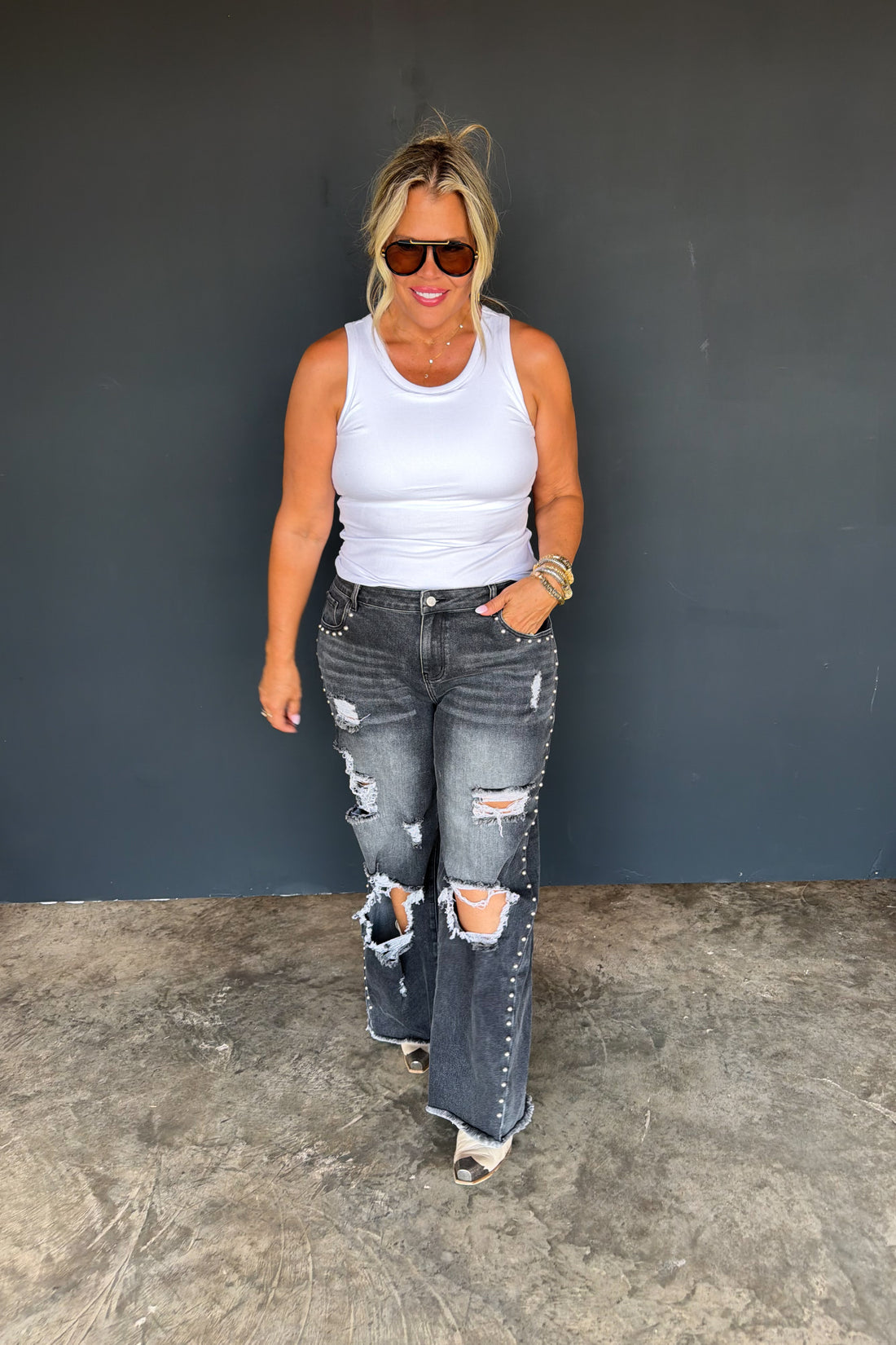 PREORDER- OFF THE GRID STUDDED JEANS