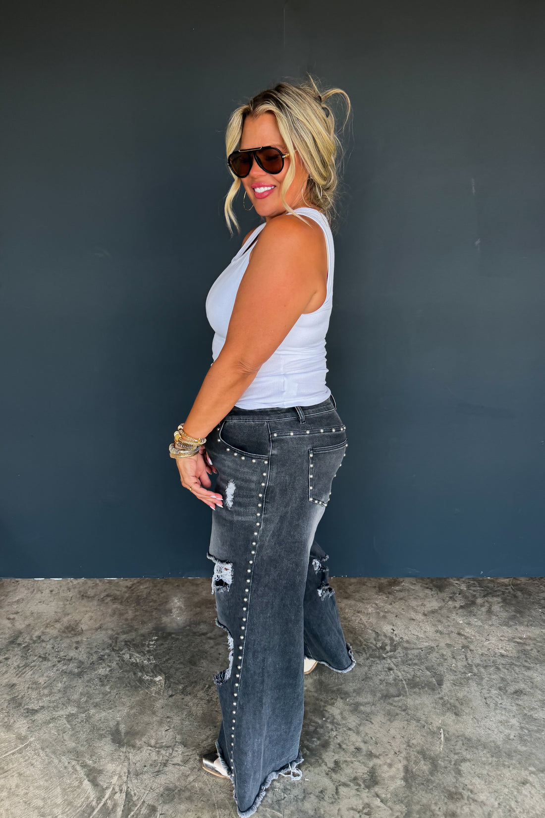 PREORDER- OFF THE GRID STUDDED JEANS