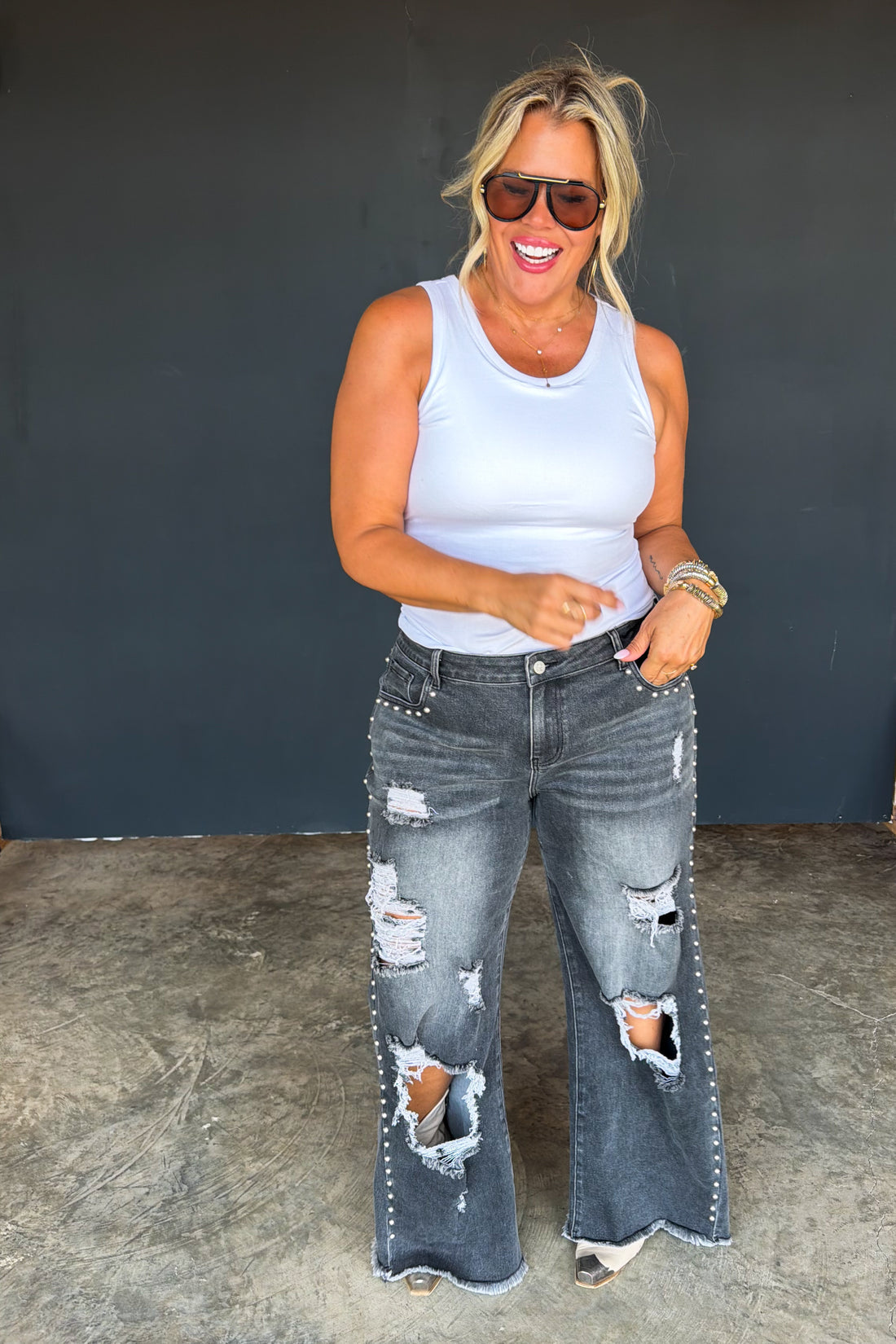 PREORDER- OFF THE GRID STUDDED JEANS