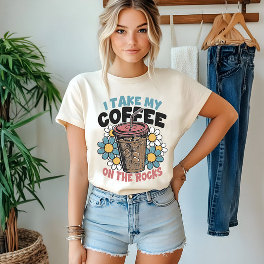 Retro I Take My Coffee On The Rocks Tee