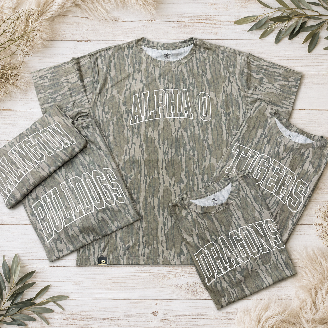 Authentic Mossy Oak Bottomland Varsity Puff Outline Custom Tee