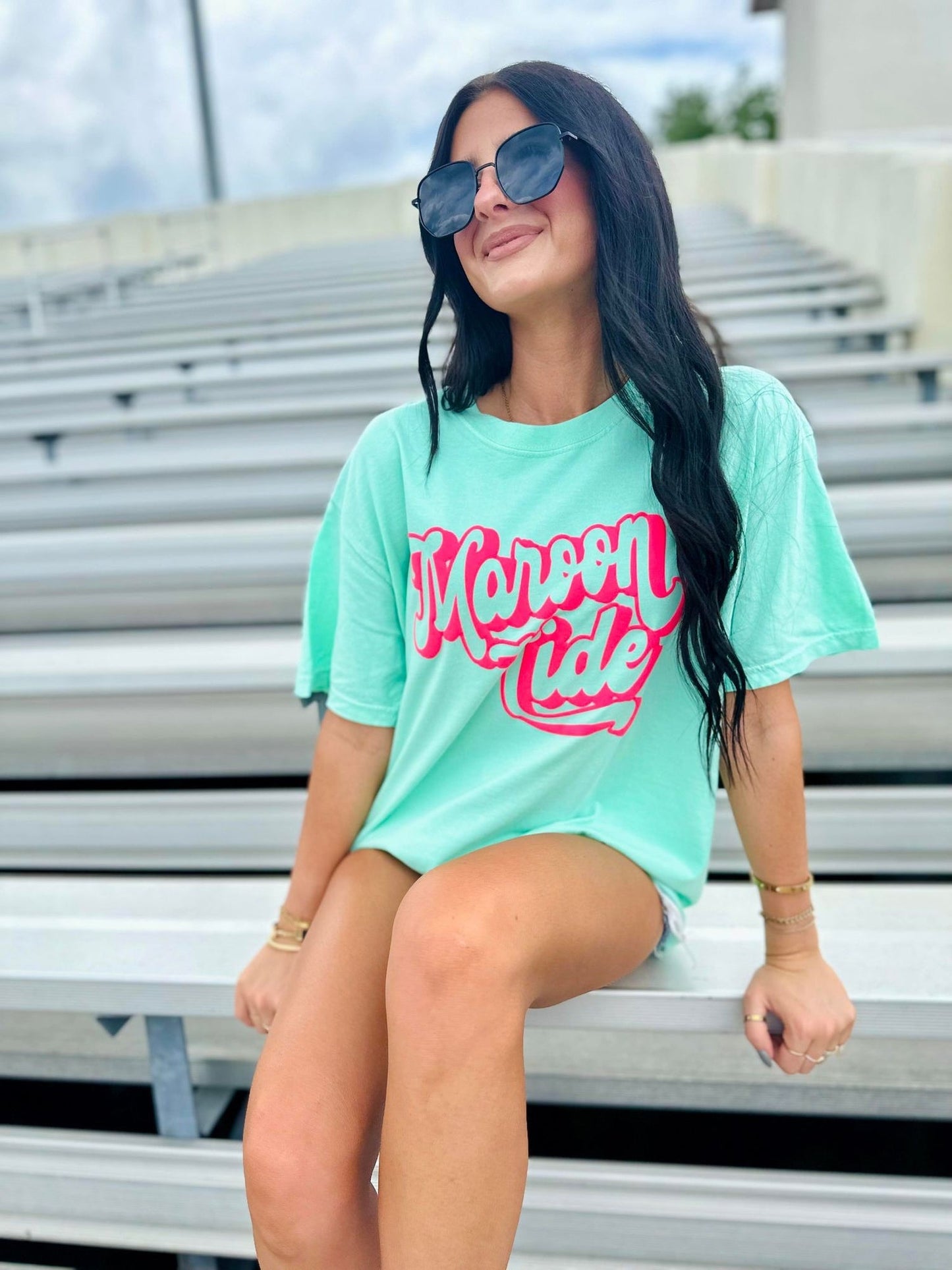 Custom Retro Hollow Shadow Puff Game Day Tee | Personalized Team Shirt