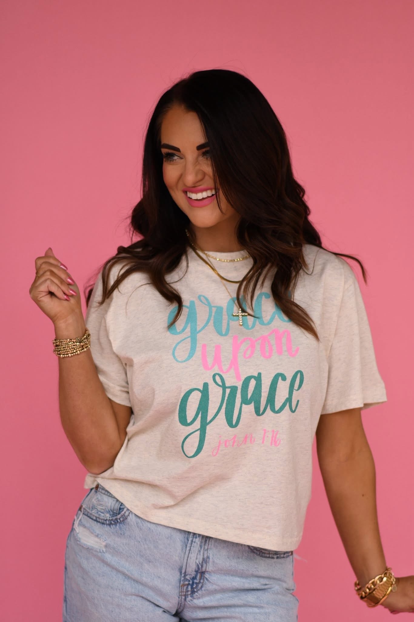 Grace Upon Grace Mock Neck Boxy Tee