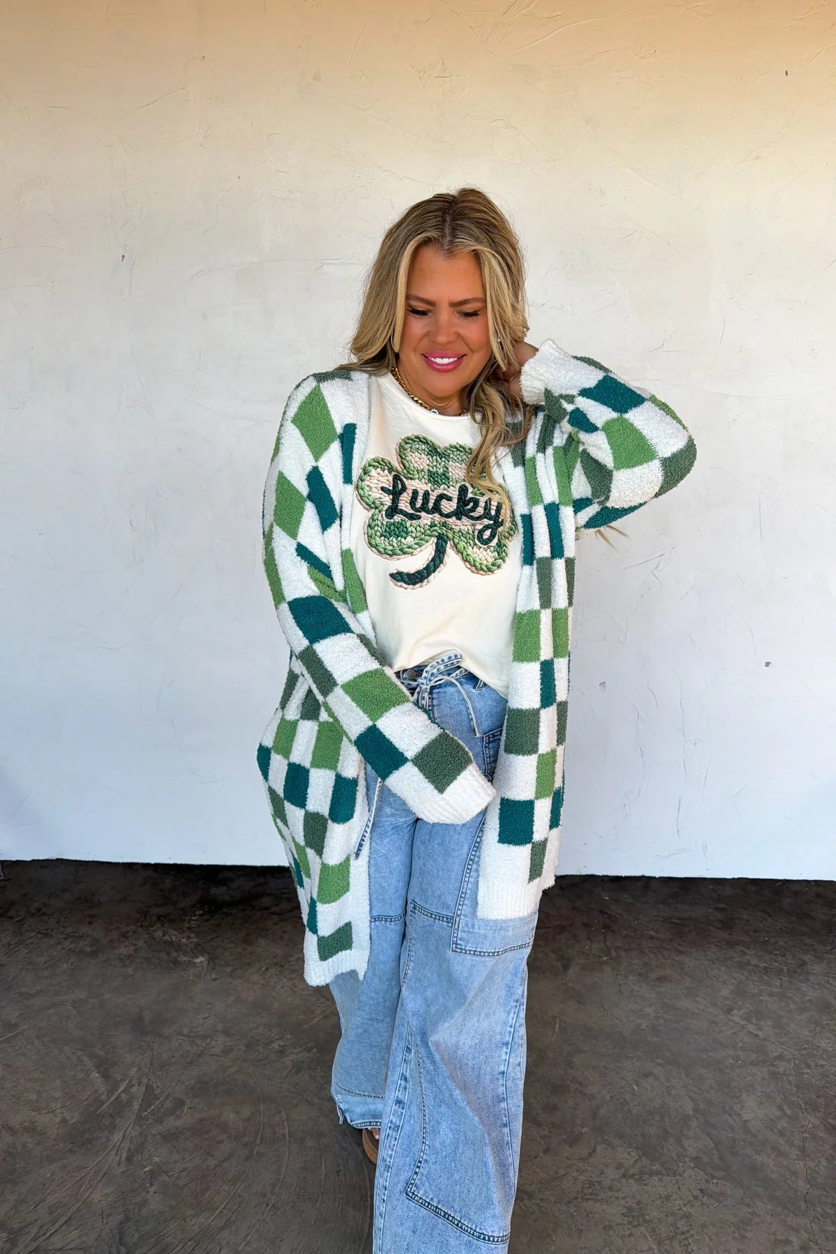PREORDER- ST PATTY CHECKER CLOUD CARDIGAN