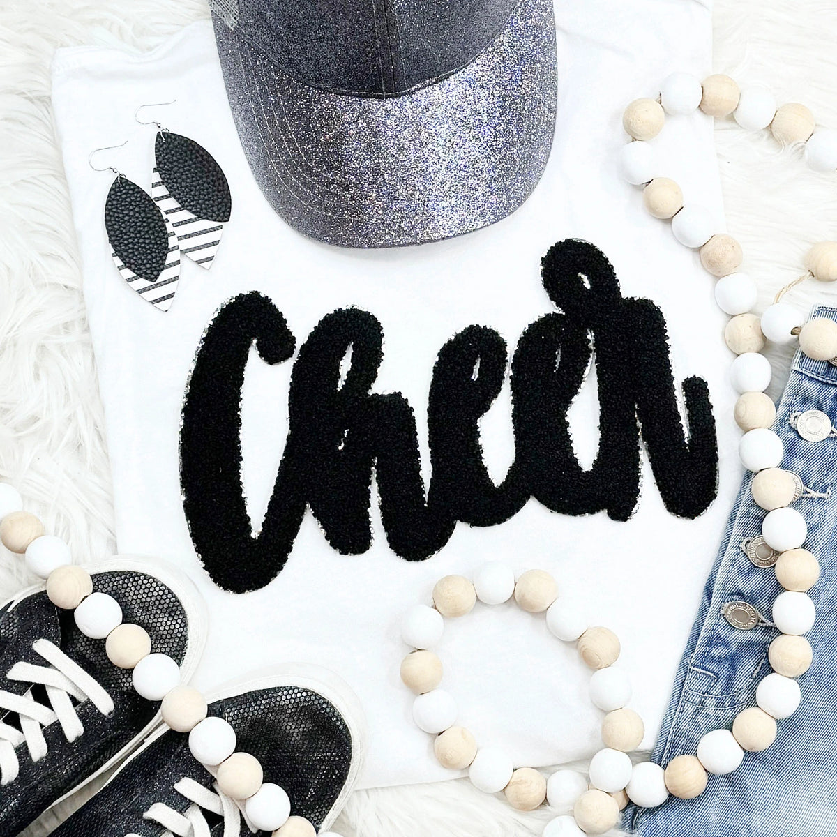 Cursive Chenille Cheer Patch Tee